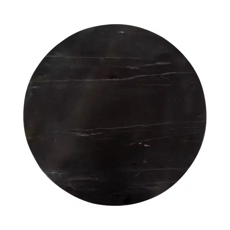 Table d'appoint ronde en marbre et métal Tira de Kate et Laurel, noire, 14x14x24