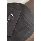 Table d'appoint ronde en marbre et métal Tira de Kate et Laurel, noire, 14x14x24