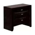 Table de chevet Simo Royal Hampton, Plateau spacieux, Poignées en métal, 3 tiroirs, Bois massif noir