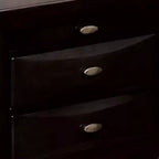 Table de chevet Simo Royal Hampton, Plateau spacieux, Poignées en métal, 3 tiroirs, Bois massif noir