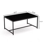 Table basse en verre trempé noir avec pieds en métal, table centrale moderne pour salon