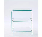 Table d'appoint à 2 niveaux en verre trempé, table de chevet/d'appoint moderne et transparente pour salon et chambre à coucher