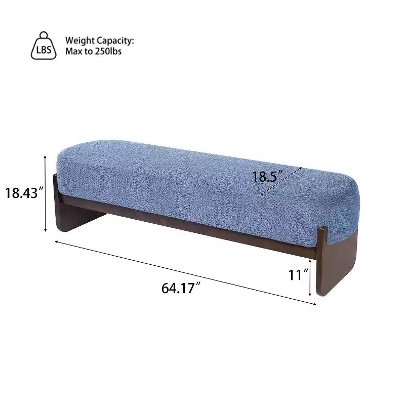 Banc rembourré avec pieds en hévéa, banc d'entrée ottoman ovale pour chambre à coucher, salon - ModernLuxe