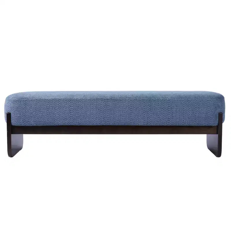 Banc rembourré avec pieds en hévéa, banc d'entrée ottoman ovale pour chambre à coucher, salon - ModernLuxe