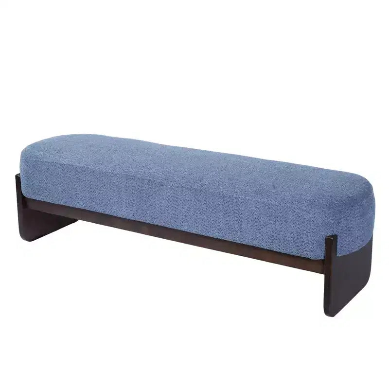 Banc rembourré avec pieds en hévéa, banc d'entrée ottoman ovale pour chambre à coucher, salon - ModernLuxe