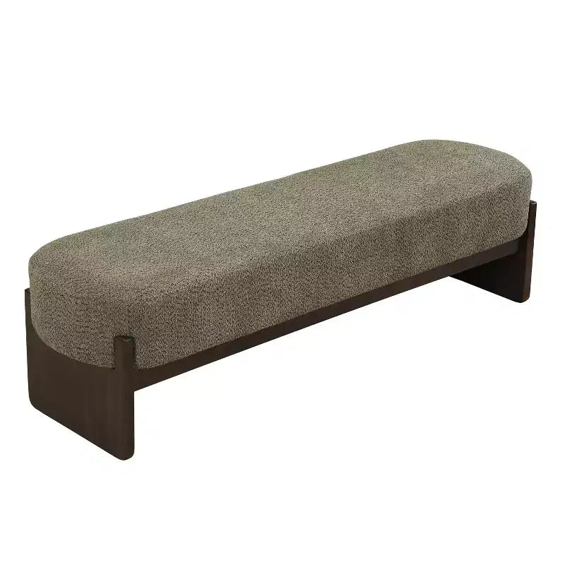 Banc rembourré avec pieds en hévéa, banc d'entrée ottoman ovale pour chambre à coucher, salon - ModernLuxe
