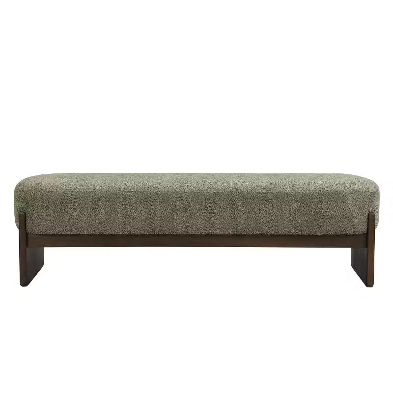 Banc rembourré avec pieds en hévéa, banc d'entrée ottoman ovale pour chambre à coucher, salon - ModernLuxe
