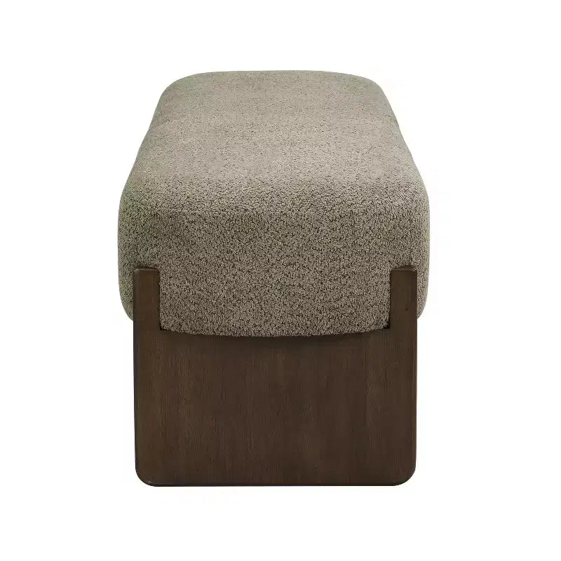 Banc rembourré avec pieds en hévéa, banc d'entrée ottoman ovale pour chambre à coucher, salon - ModernLuxe