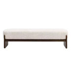 Banc rembourré avec pieds en hévéa, banc d'entrée ottoman ovale pour chambre à coucher, salon - ModernLuxe