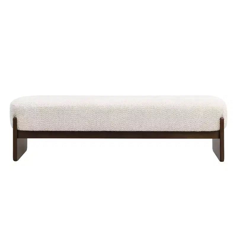 Banc rembourré avec pieds en hévéa, banc d'entrée ottoman ovale pour chambre à coucher, salon - ModernLuxe