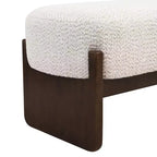 Banc rembourré avec pieds en hévéa, banc d'entrée ottoman ovale pour chambre à coucher, salon - ModernLuxe