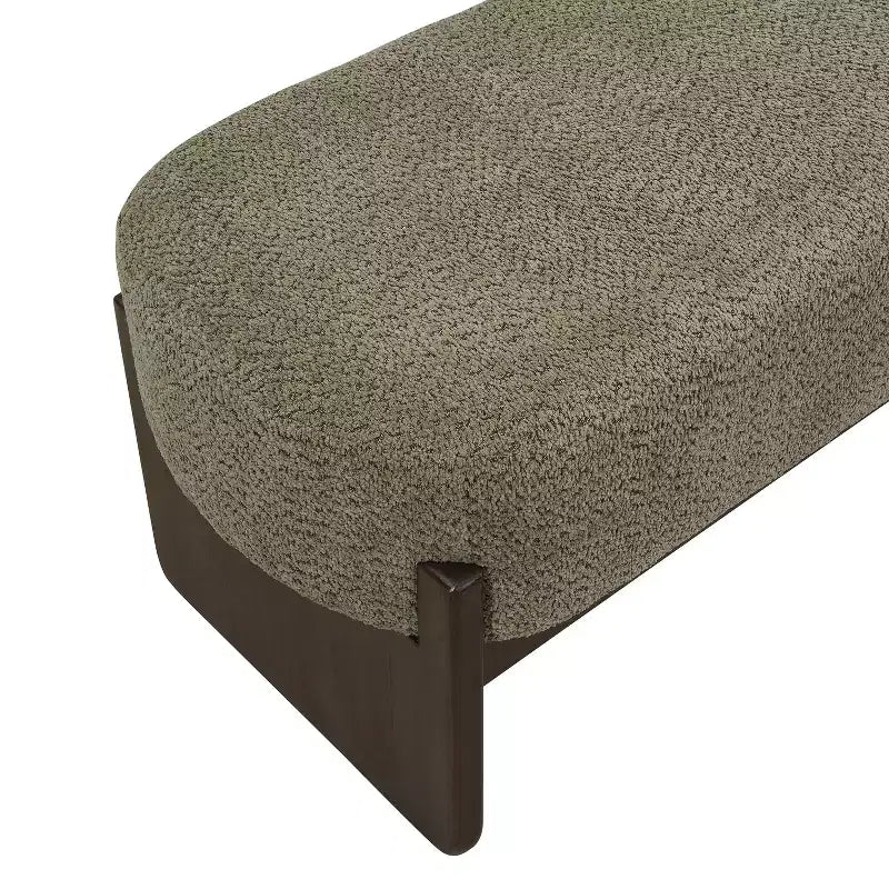 Banc rembourré avec pieds en hévéa, banc d'entrée ottoman ovale pour chambre à coucher, salon - ModernLuxe