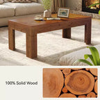 Table basse rectangulaire Lantine, table à thé de salon en bois massif de 120 cm, table basse vintage pour appartement, bureau