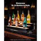 VEVOR Présentoir de Bouteilles Lumineux LED, 3 Niveaux 61 cm, Support USB, Présentoir d'Étagère de Bar Lumineux en Acrylique avec Télécommande RF et Contrôle par Application, Noir+Blanc