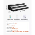 VEVOR Présentoir de Bouteilles Lumineux LED, 3 Niveaux 61 cm, Support USB, Présentoir d'Étagère de Bar Lumineux en Acrylique avec Télécommande RF et Contrôle par Application, Noir+Blanc
