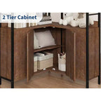 Étagère d'angle Garvee avec rangement, bibliothèque d'angle de 189 cm avec armoire, bibliothèque en L cintrée à 6 niveaux avec cadre métallique pour salon et chambre