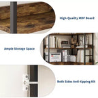 Étagère d'angle Garvee avec rangement, bibliothèque d'angle de 189 cm avec armoire, bibliothèque en L cintrée à 6 niveaux avec cadre métallique pour salon et chambre