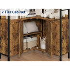 Étagère d'angle Garvee avec rangement, bibliothèque d'angle de 189 cm avec armoire, bibliothèque en L cintrée à 6 niveaux avec cadre métallique pour salon et chambre