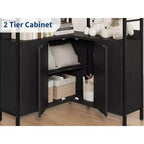 Étagère d'angle Garvee avec rangement, bibliothèque d'angle de 189 cm avec armoire, bibliothèque en L cintrée à 6 niveaux avec cadre métallique pour salon et chambre