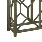 Table console de canapé Royal Hampton Agas 41 pouces, plateau en véritable marbre blanc, structure géométrique en bois de manguier gris cendre sablé et lavé