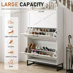 Meuble à chaussures Karl Home 3 tiroirs avec porte de grange et déflecteur supérieur