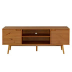 Meuble TV Mid-Century Modern en bois massif pour téléviseurs jusqu'à 80 pouces