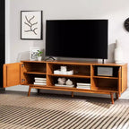 Meuble TV Mid-Century Modern en bois massif pour téléviseurs jusqu'à 80 pouces