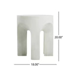 Table d'appoint ronde d'extérieur, Table d'appoint de salon, Béton léger, Blanche