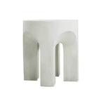 Table d'appoint ronde d'extérieur, Table d'appoint de salon, Béton léger, Blanche