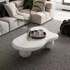 Table basse nuage 40 po avec pieds sphériques, table basse centrale moderne et irrégulière pour salon, blanc crème