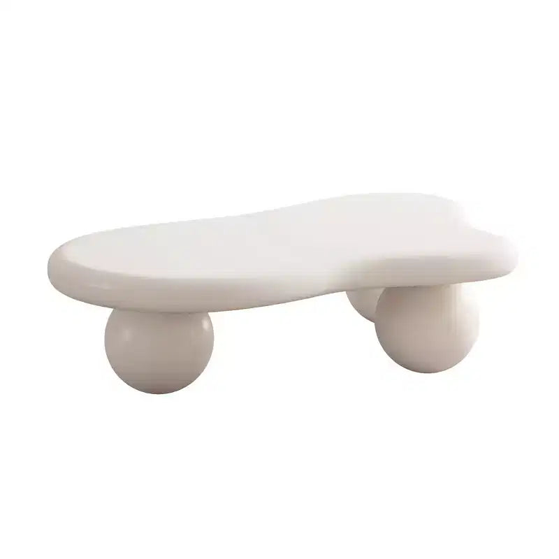 Table basse nuage 40 po avec pieds sphériques, table basse centrale moderne et irrégulière pour salon, blanc crème