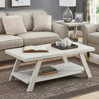 Fun little toys brand Athens Contemporary Wood Shelf Coffee Table in White Finish