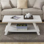 La marque de jouets amusants Athens Contemporary Wood Shelf Coffee Table, finition blanche