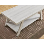 La marque de jouets amusants Athens Contemporary Wood Shelf Coffee Table, finition blanche