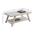 La marque de jouets amusants Athens Contemporary Wood Shelf Coffee Table, finition blanche