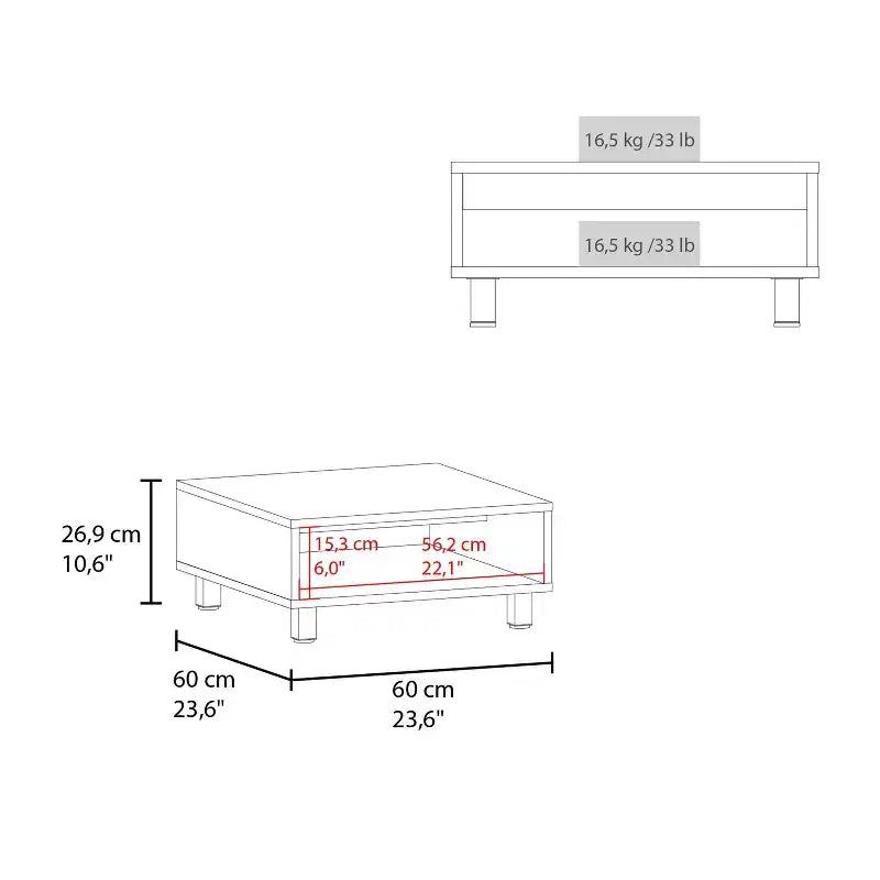 Jolie petite marque de jouets Table basse blanche avec rangement ouvert