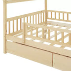 Lit cabane pour enfants JVNOXK avec toit ciel fantaisiste et rangement spacieux - Lit plateforme en bois de pin massif avec têtes de lit pour chambres imaginatives