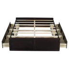 FAMYYT Lit plateforme en bois queen size avec 6 tiroirs, pas besoin de sommier, montage facile, couleur expresso