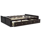 FAMYYT Lit plateforme en bois queen size avec 6 tiroirs, pas besoin de sommier, montage facile, couleur expresso