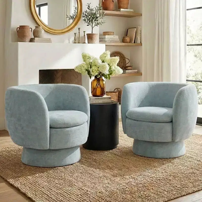 Lot de 2 fauteuils pivotants modernes avec revêtement en tissu, fauteuil lounge pivotant à 360° pour salon, chambre à coucher - Panipeachy