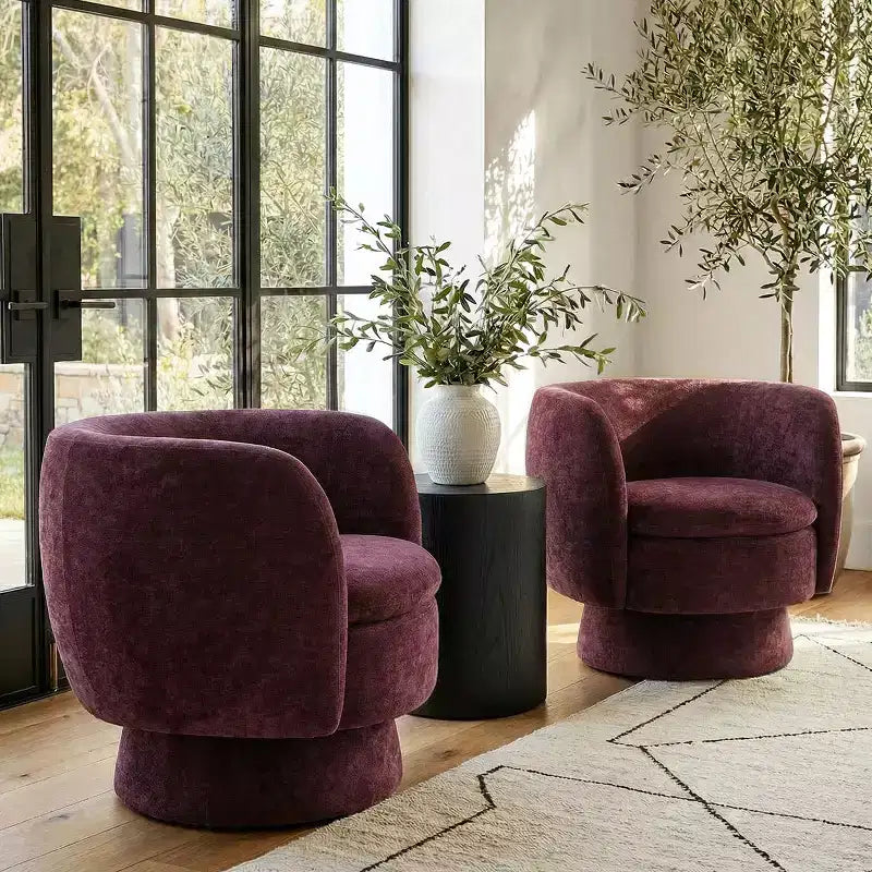 Lot de 2 fauteuils pivotants modernes avec revêtement en tissu, fauteuil lounge pivotant à 360° pour salon, chambre à coucher - Panipeachy
