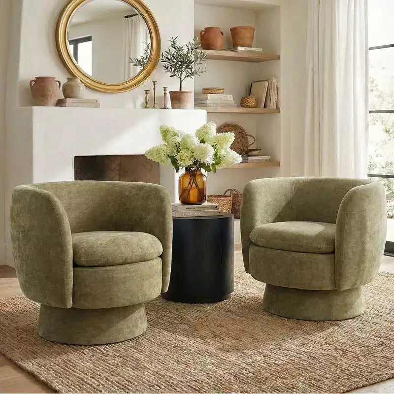 Lot de 2 fauteuils pivotants modernes avec revêtement en tissu, fauteuil lounge pivotant à 360° pour salon, chambre à coucher - Panipeachy