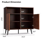 31,5 Meuble de Rangement Noyer et Loupe - Buffet d'Appoint Compact pour Salle à Manger, Salon ou Entrée