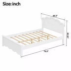 Lit plateforme moderne Luxystar en bois avec tête de lit pour chambre à coucher, blanc