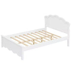 Lit plateforme moderne Luxystar en bois avec tête de lit pour chambre à coucher, blanc