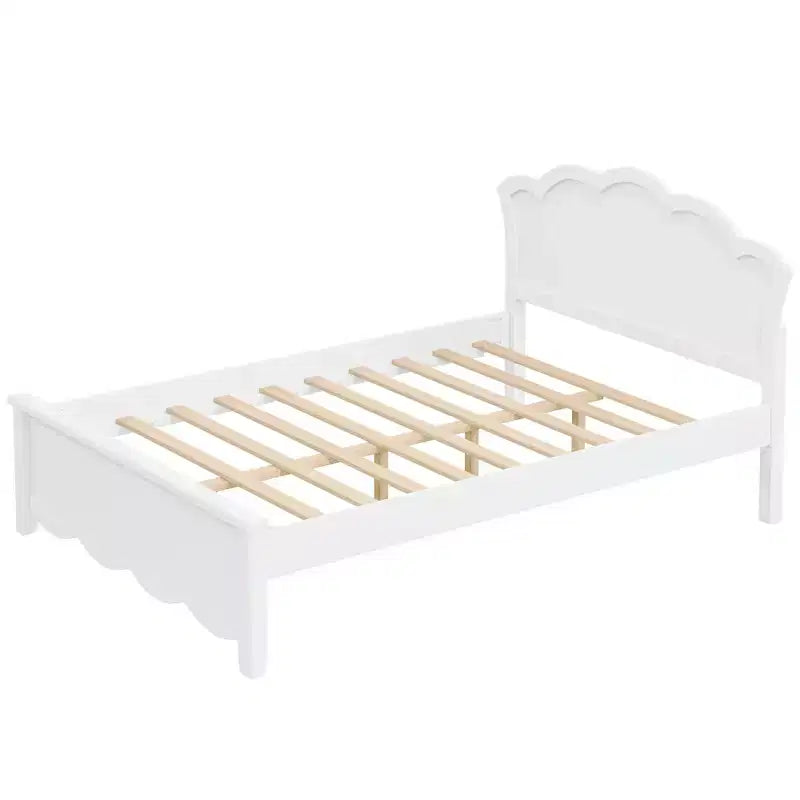 Lit plateforme moderne Luxystar en bois avec tête de lit pour chambre à coucher, blanc