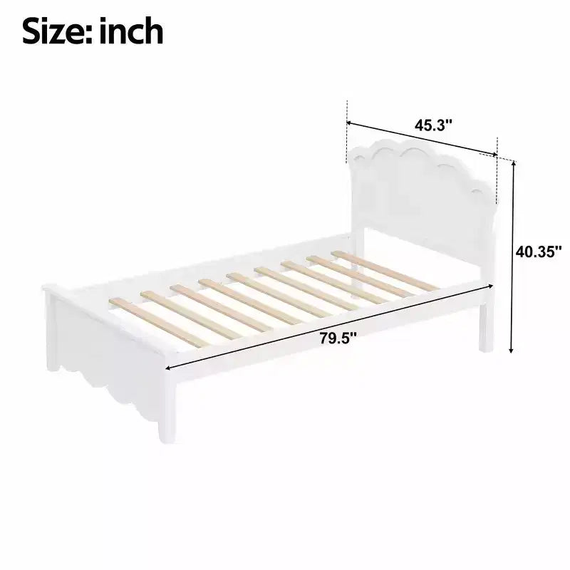 Lit plateforme moderne Luxystar en bois avec tête de lit pour chambre à coucher, blanc