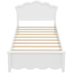Lit plateforme moderne Luxystar en bois avec tête de lit pour chambre à coucher, blanc