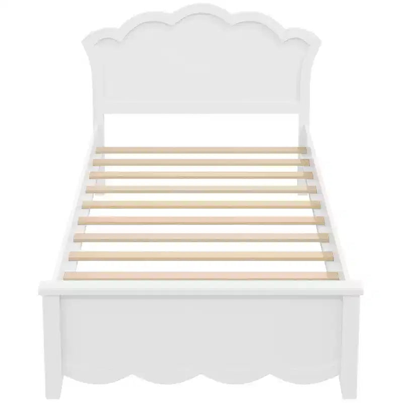 Lit plateforme moderne Luxystar en bois avec tête de lit pour chambre à coucher, blanc