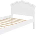 Lit plateforme moderne Luxystar en bois avec tête de lit pour chambre à coucher, blanc